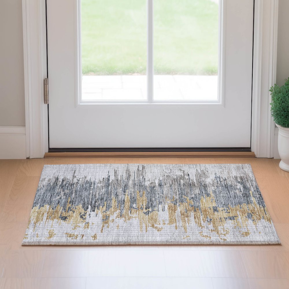 Premium Machine Washable Mayfield AMF704 Ivory 1'8" x 2'6" Rug. Picture 5