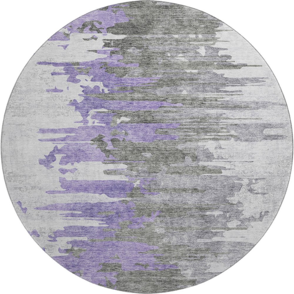 Premium Machine Washable Mayfield AMF704 Purple 8' x 8' Round Rug. Picture 1