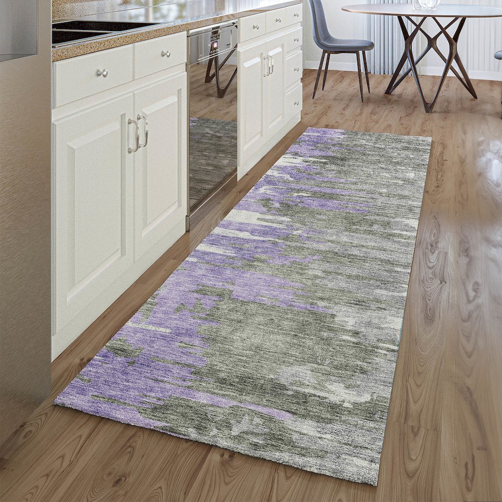 Premium Machine Washable Mayfield AMF704 Purple 2'3" x 7'6" Runner Rug. Picture 5
