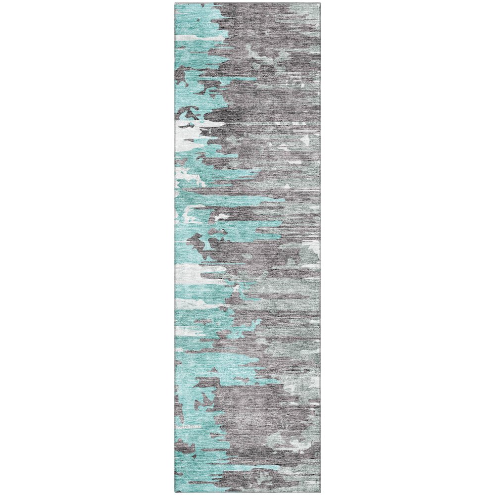 Premium Machine Washable Mayfield AMF704 Teal 2'3" x 7'6" Runner Rug. Picture 1