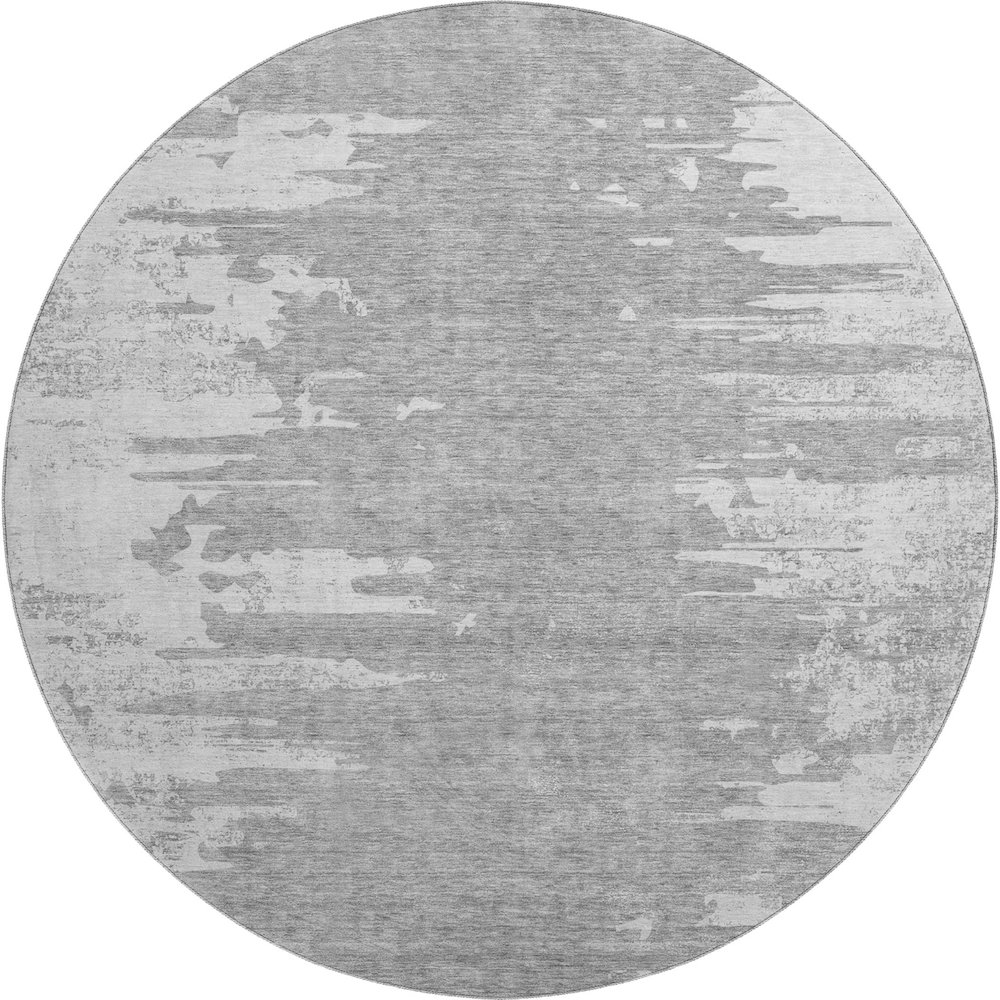 Premium Machine Washable Mayfield AMF705 Silver 8' x 8' Round Rug. Picture 1