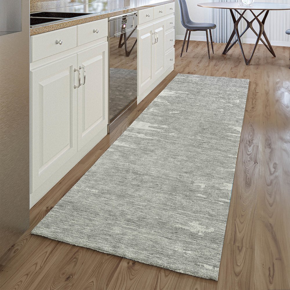 Premium Machine Washable Mayfield AMF705 Silver 2'3" x 7'6" Runner Rug. Picture 5
