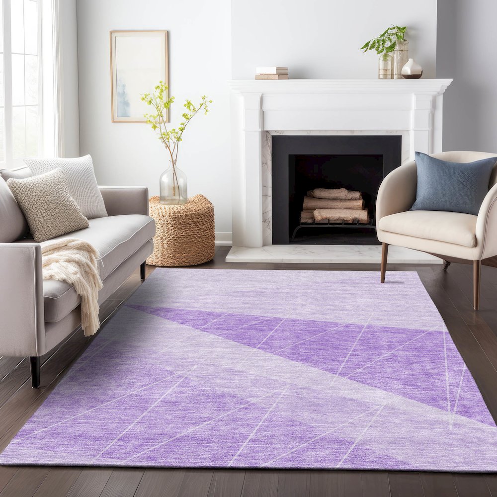 Premium Machine Washable Mayfield AMF706 Lavender 2'6" x 3'10" Rug. Picture 5