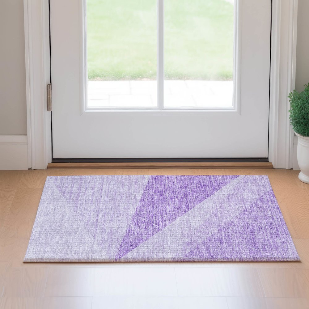 Premium Machine Washable Mayfield AMF706 Lavender 1'8" x 2'6" Rug. Picture 5