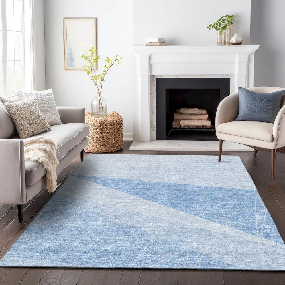 Premium Machine Washable Mayfield AMF706 Sky 2'6" x 3'10" Rug. Picture 5