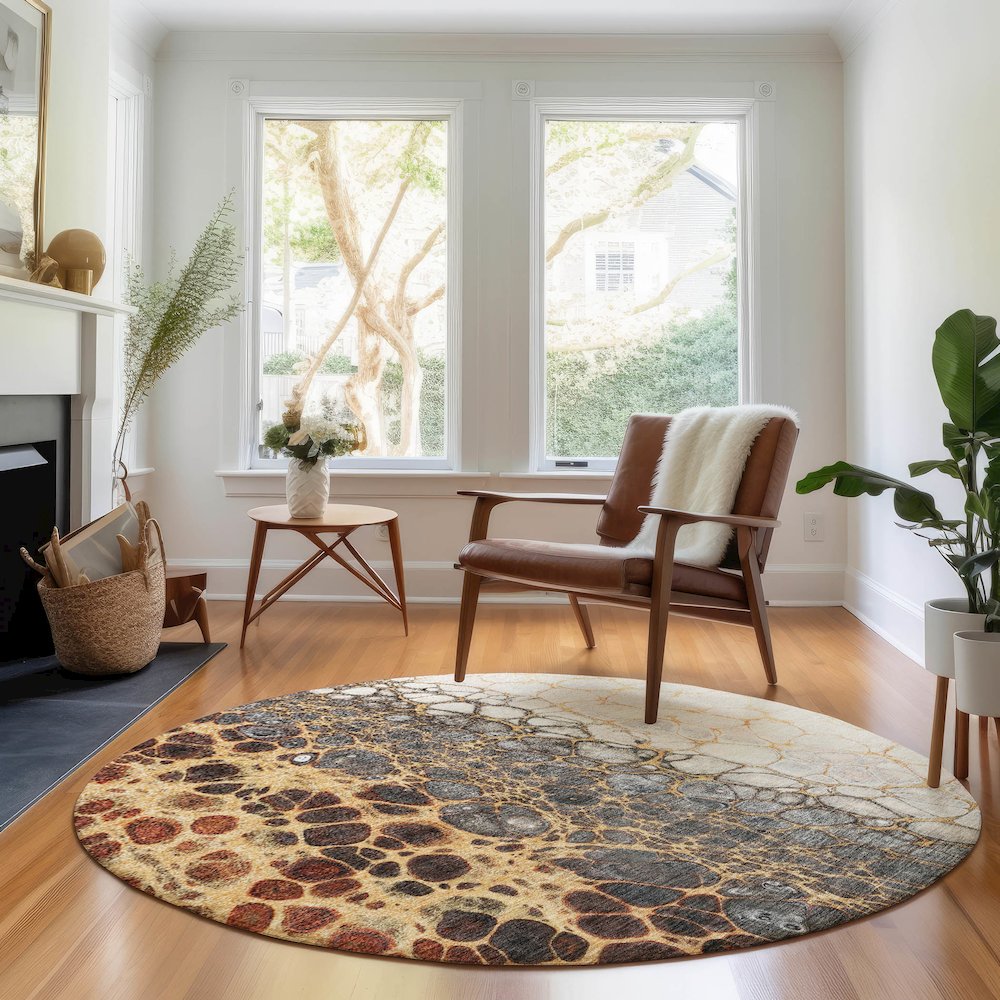 Premium Machine Washable Mayfield AMF707 Ivory 8' x 8' Round Rug. Picture 5