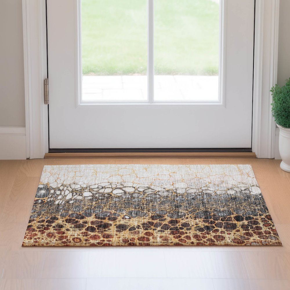 Premium Machine Washable Mayfield AMF707 Ivory 1'8" x 2'6" Rug. Picture 5