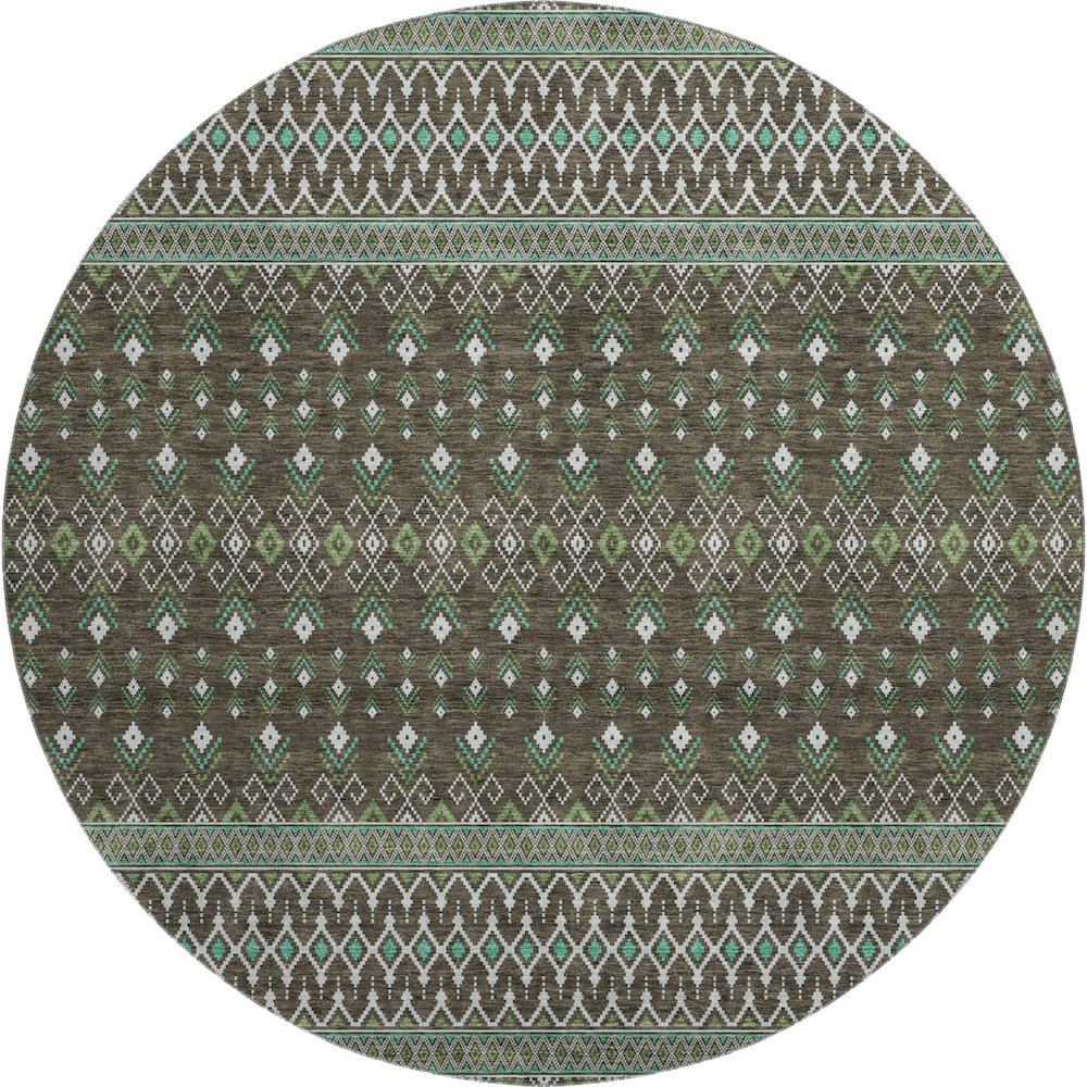 Premium Machine Washable Mayfield AMF708 Brown 8' x 8' Round Rug. Picture 1