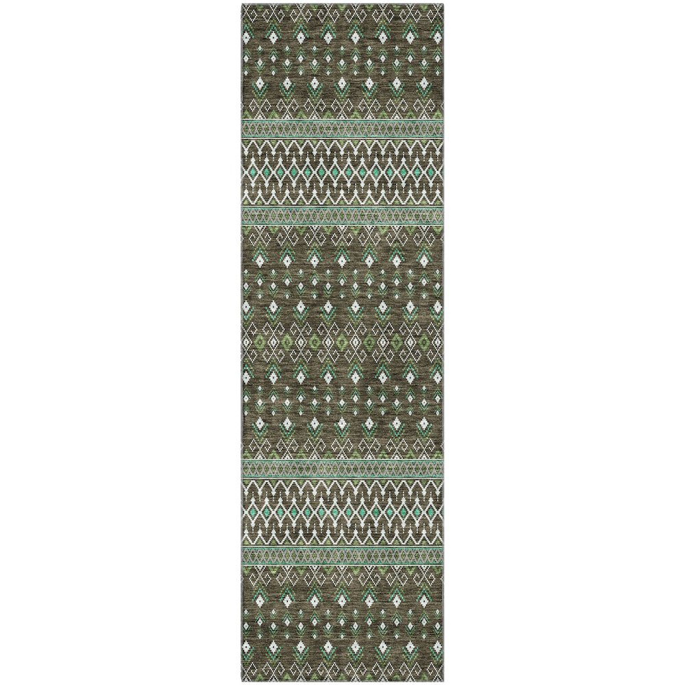 Premium Machine Washable Mayfield AMF708 Brown 2'3" x 7'6" Runner Rug. Picture 1