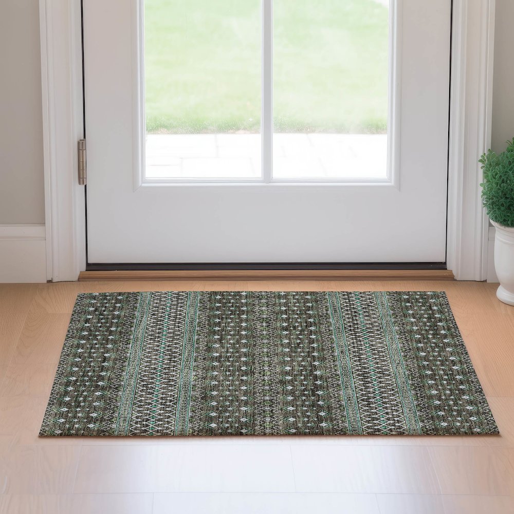 Premium Machine Washable Mayfield AMF708 Brown 1'8" x 2'6" Rug. Picture 5