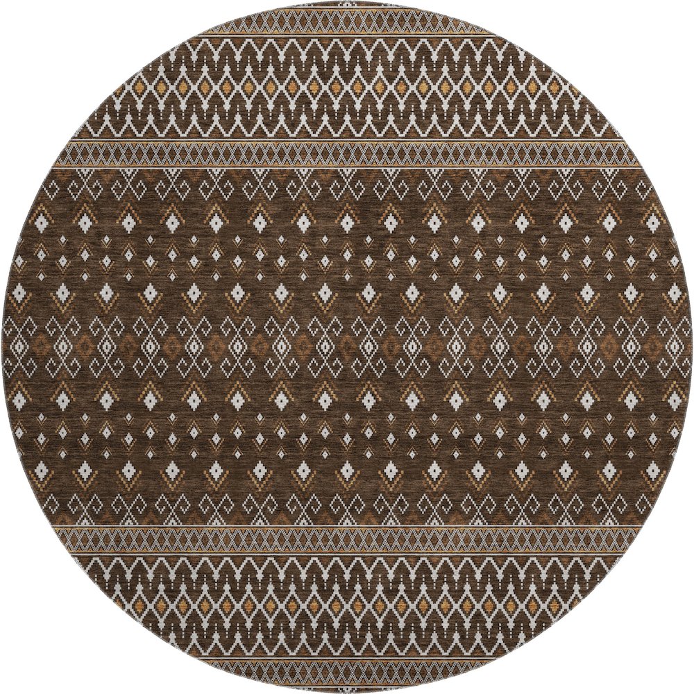 Premium Machine Washable Mayfield AMF708 Chocolate 8' x 8' Round Rug. Picture 1