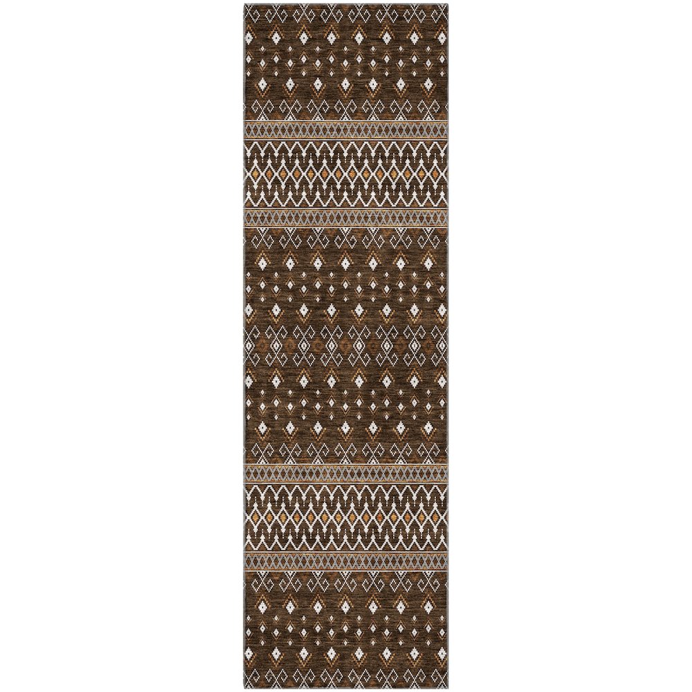 Premium Machine Washable Mayfield AMF708 Chocolate 2'3" x 7'6" Runner Rug. Picture 1
