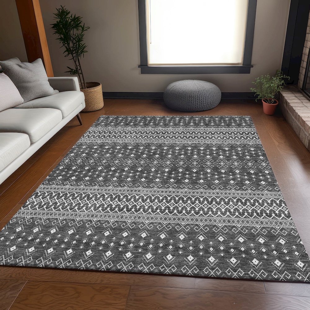 Premium Machine Washable Mayfield AMF708 Gray 2'6" x 3'10" Rug. Picture 5
