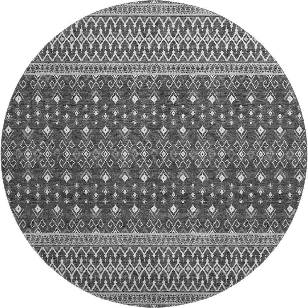 Premium Machine Washable Mayfield AMF708 Gray 8' x 8' Round Rug. Picture 1