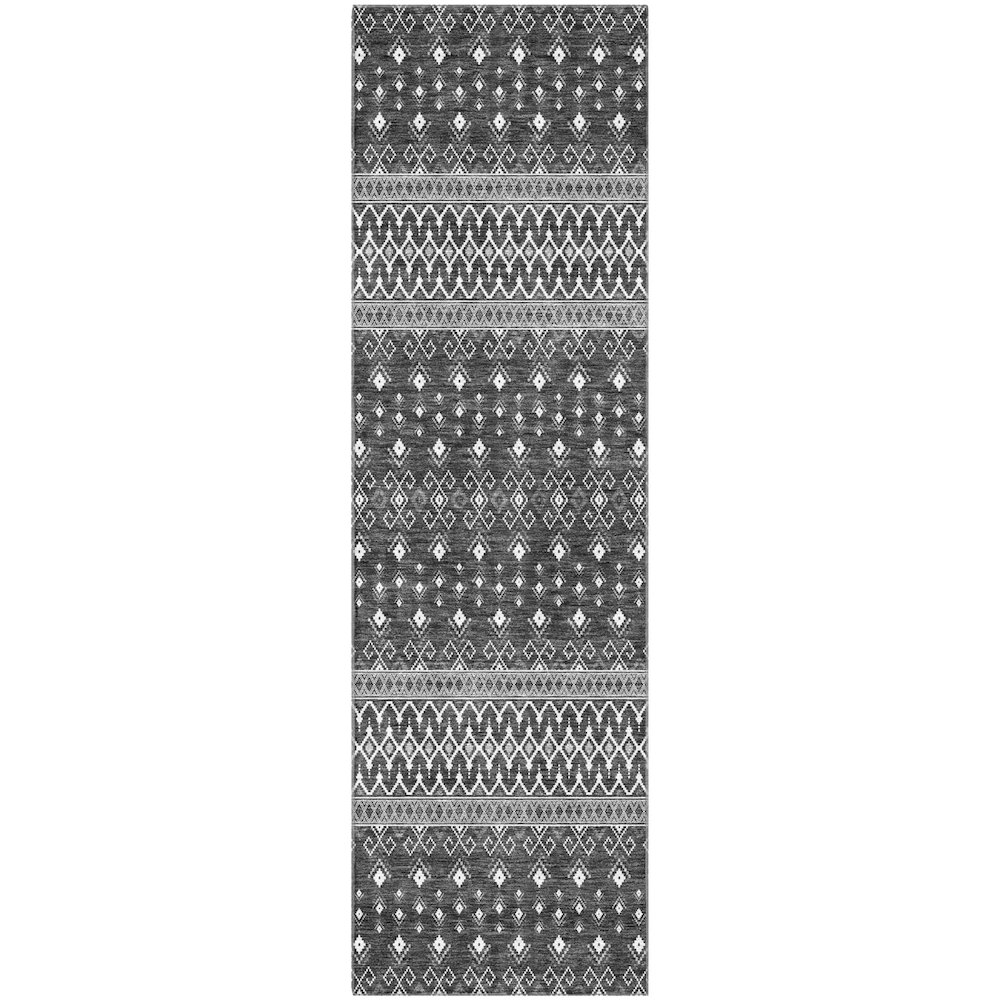 Premium Machine Washable Mayfield AMF708 Gray 2'3" x 7'6" Runner Rug. Picture 1
