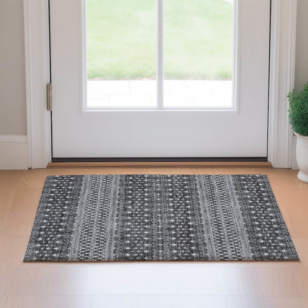 Premium Machine Washable Mayfield AMF708 Gray 1'8" x 2'6" Rug. Picture 5