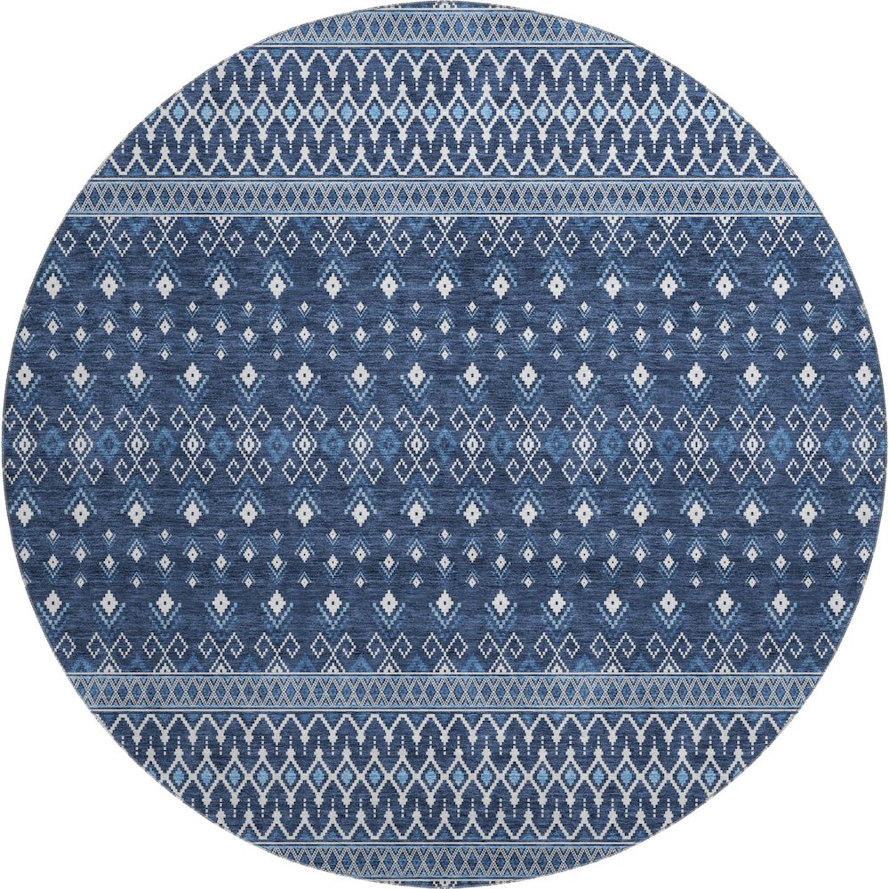 Premium Machine Washable Mayfield AMF708 Navy 8' x 8' Round Rug. Picture 1
