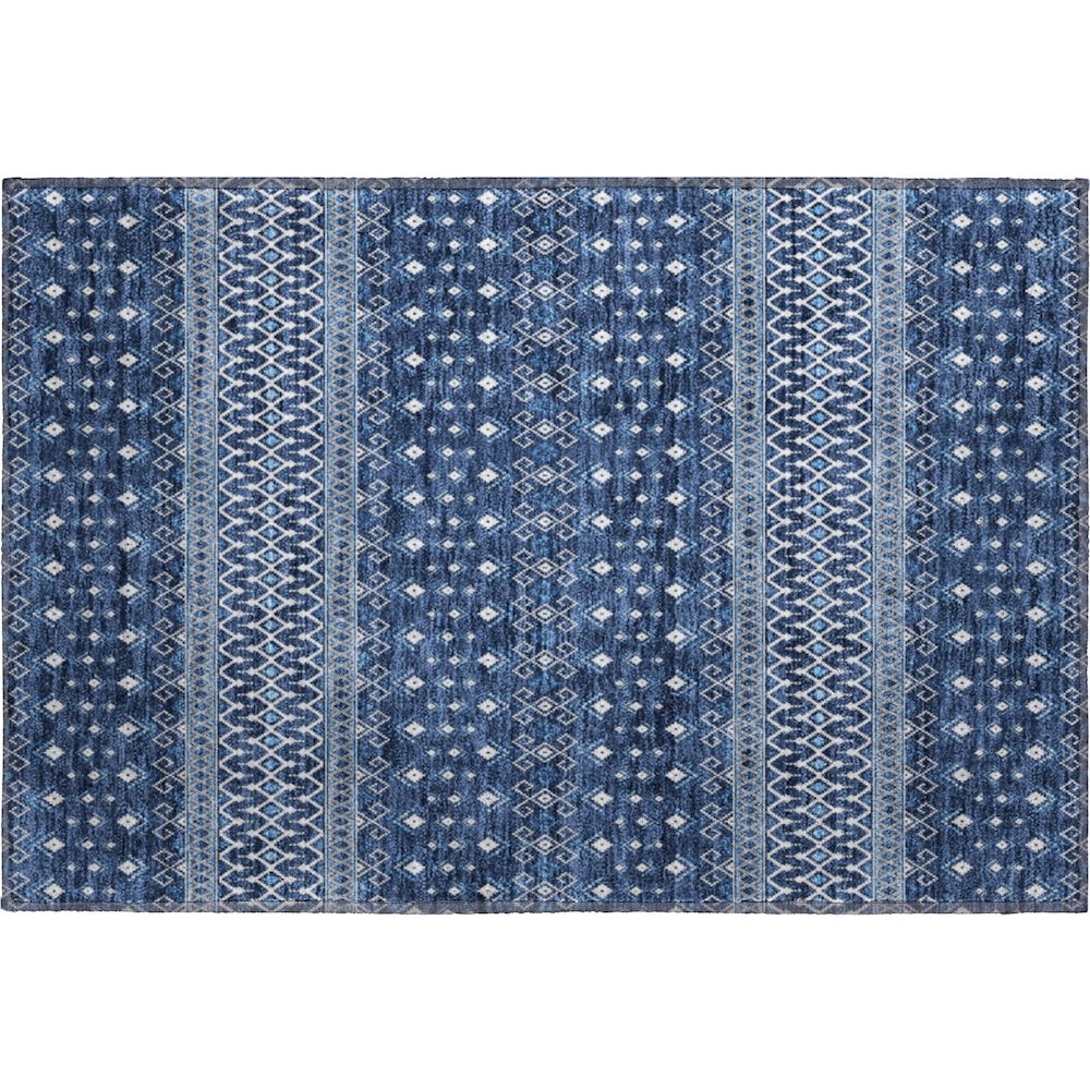 Premium Machine Washable Mayfield AMF708 Navy 1'8" x 2'6" Rug. Picture 1