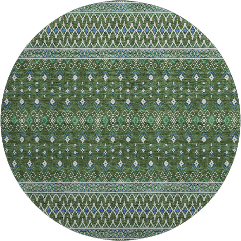 Premium Machine Washable Mayfield AMF708 Olive 8' x 8' Round Rug. Picture 1