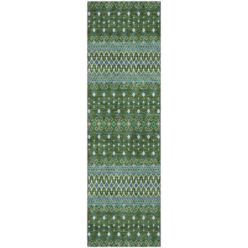 Premium Machine Washable Mayfield AMF708 Olive 2'3" x 7'6" Runner Rug. Picture 1