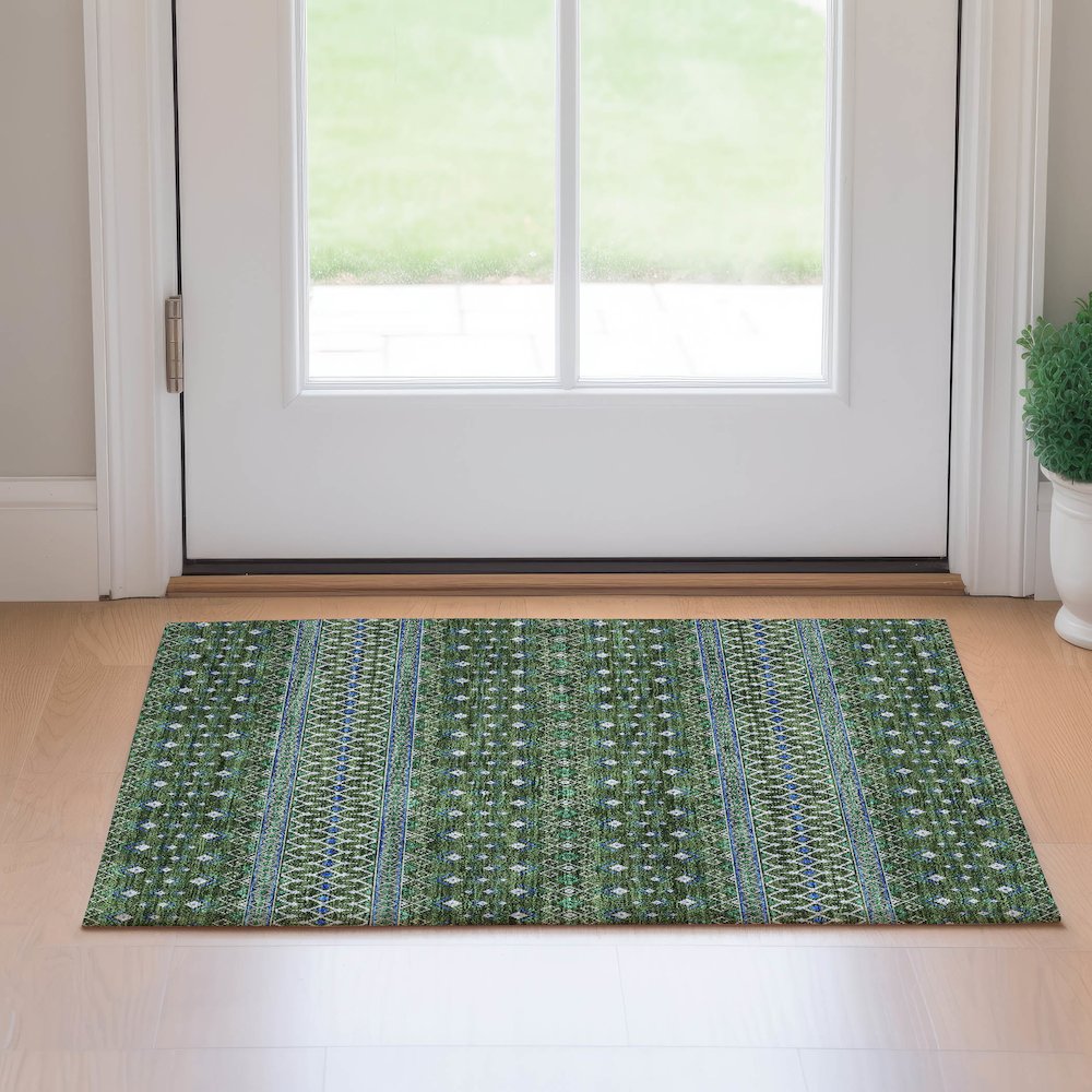 Premium Machine Washable Mayfield AMF708 Olive 1'8" x 2'6" Rug. Picture 5