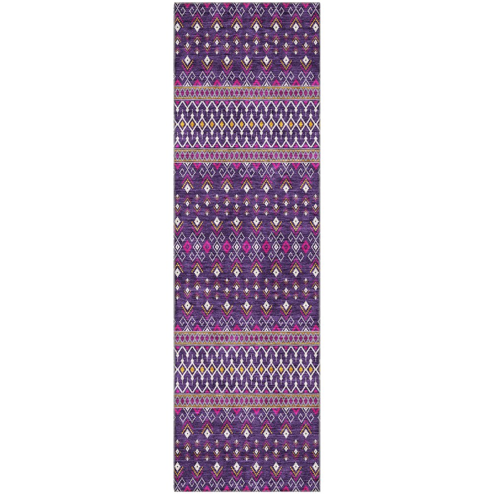 Premium Machine Washable Mayfield AMF708 Purple 2'3" x 7'6" Runner Rug. Picture 1