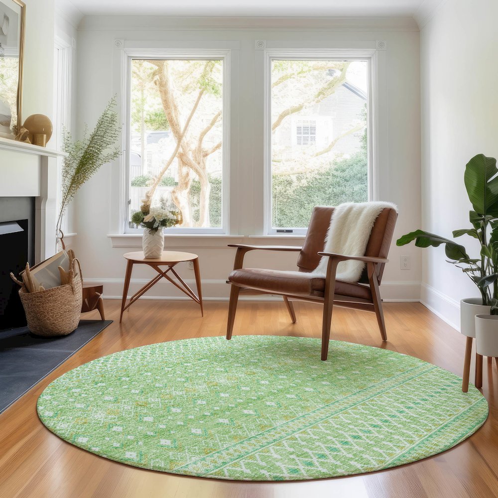 Premium Machine Washable Mayfield AMF709 Aloe 8' x 8' Round Rug. Picture 5