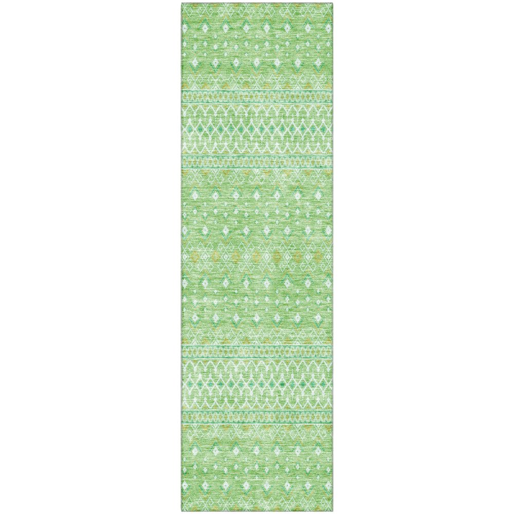 Premium Machine Washable Mayfield AMF709 Aloe 2'3" x 7'6" Runner Rug. Picture 1
