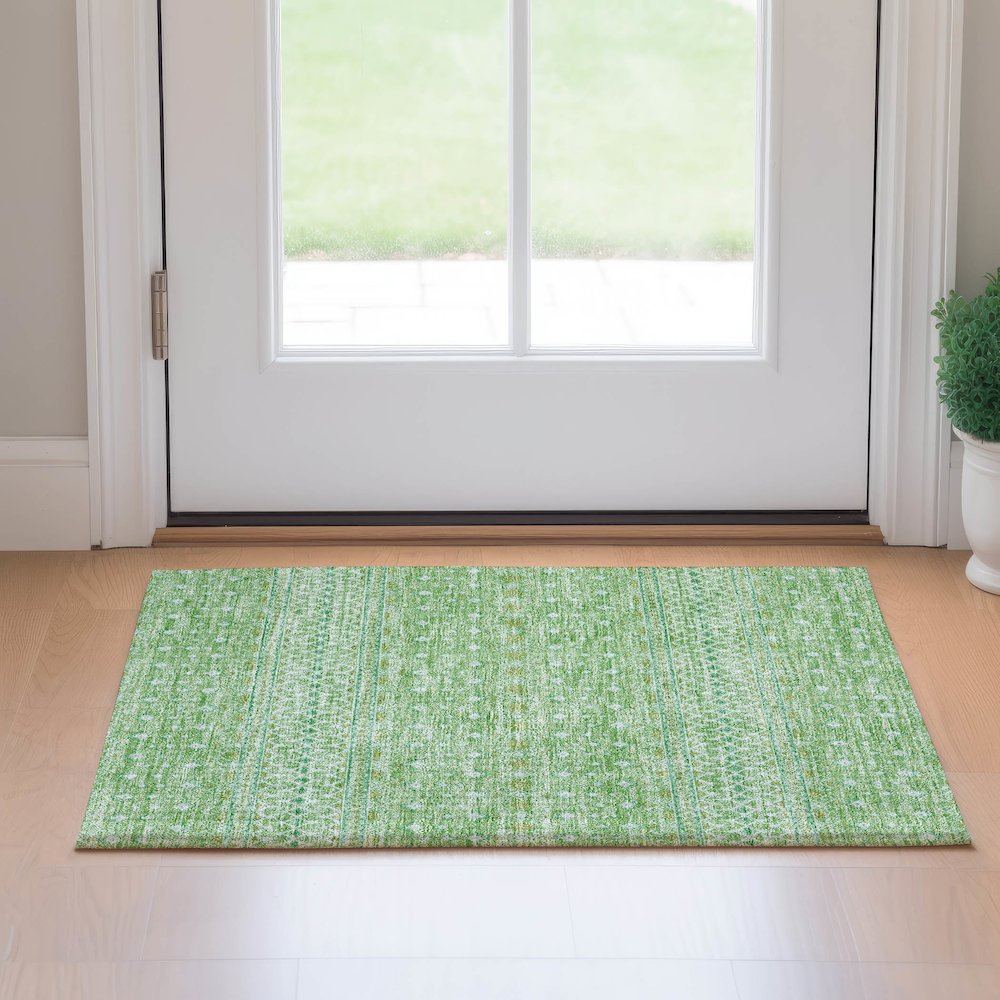 Premium Machine Washable Mayfield AMF709 Aloe 1'8" x 2'6" Rug. Picture 5