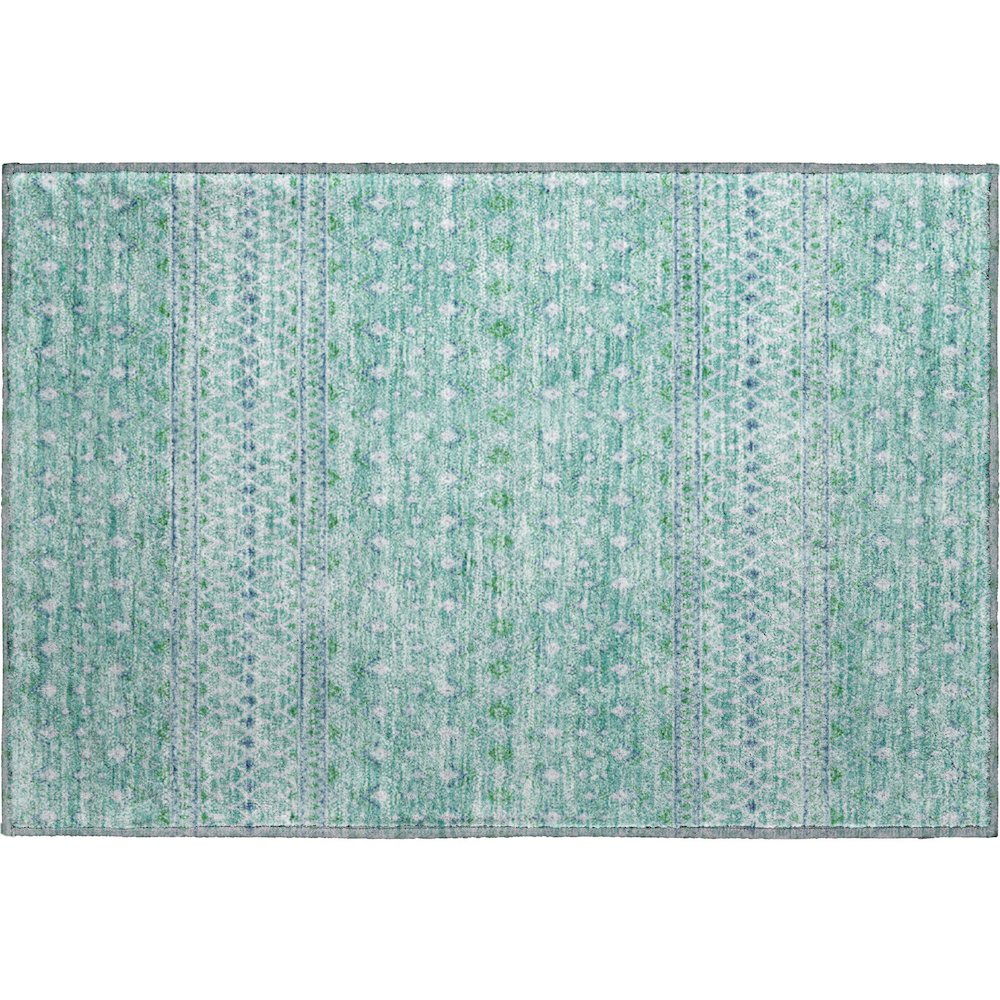 Premium Machine Washable Mayfield AMF709 Aqua 1'8" x 2'6" Rug. Picture 1