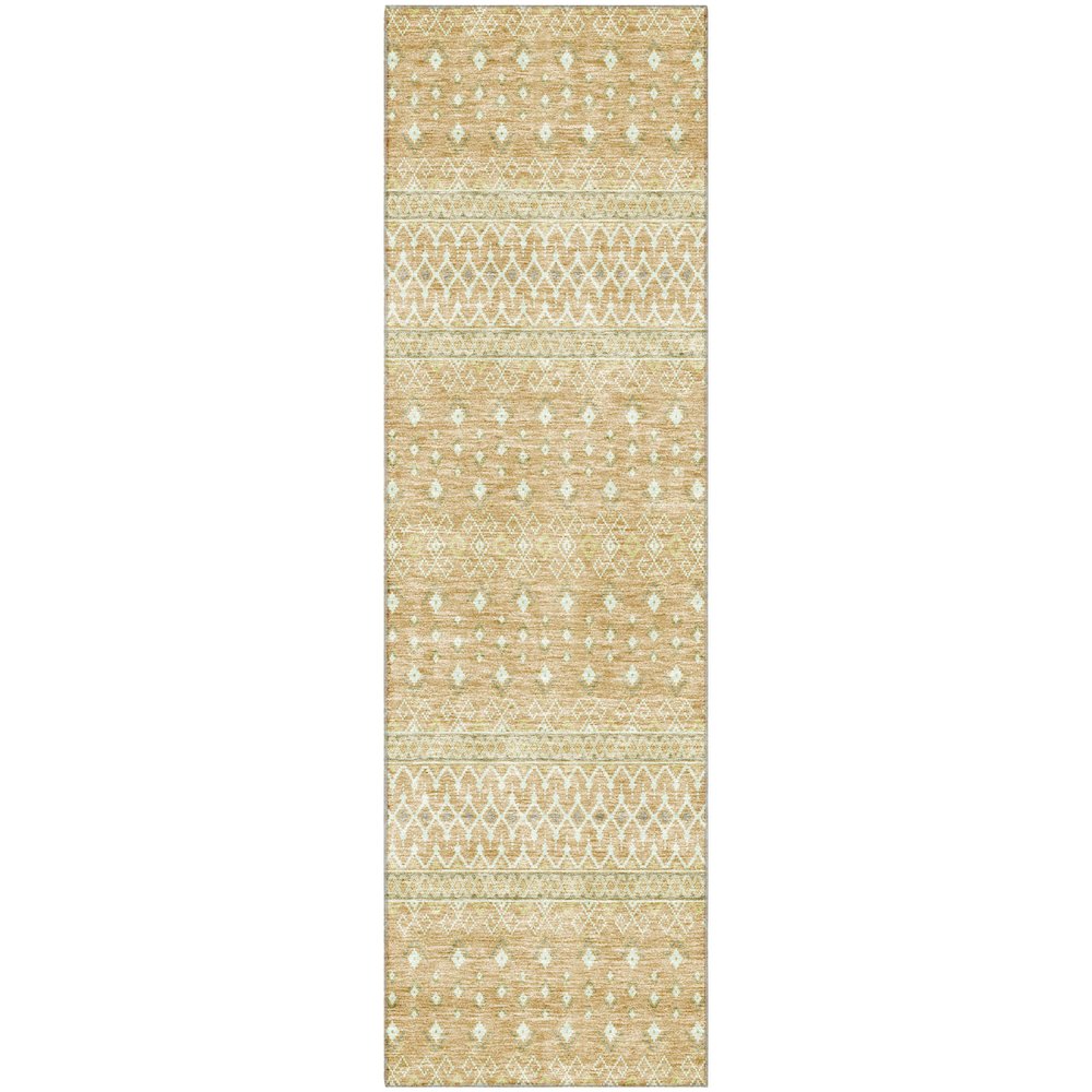 Premium Machine Washable Mayfield AMF709 Copper 2'3" x 7'6" Runner Rug. Picture 1