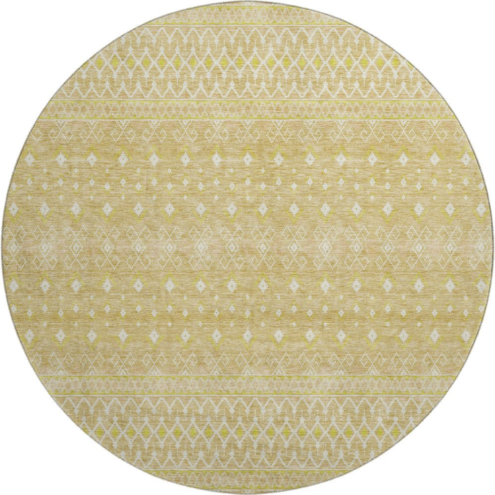Premium Machine Washable Mayfield AMF709 Gold 8' x 8' Round Rug. Picture 1