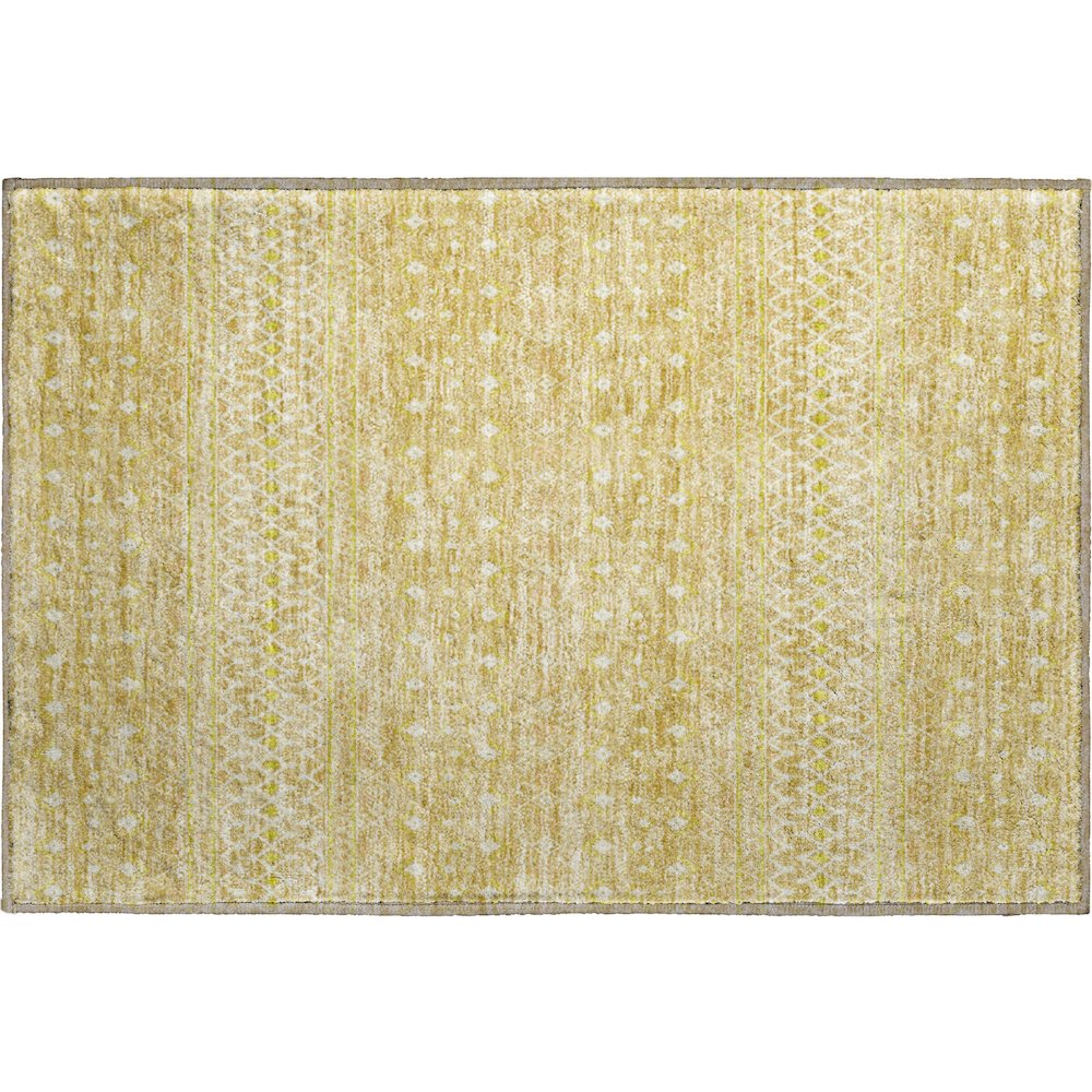 Premium Machine Washable Mayfield AMF709 Gold 1'8" x 2'6" Rug. Picture 1
