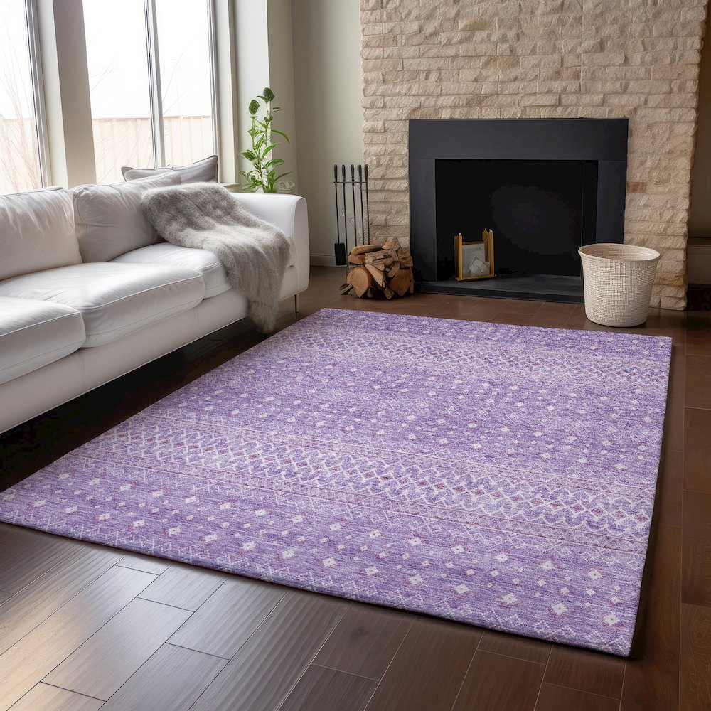 Premium Machine Washable Mayfield AMF709 Lavender 2'6" x 3'10" Rug. Picture 6