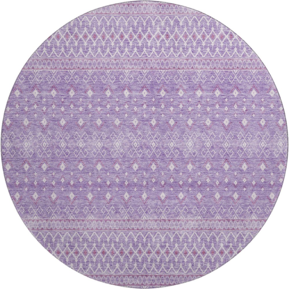 Premium Machine Washable Mayfield AMF709 Lavender 8' x 8' Round Rug. Picture 1