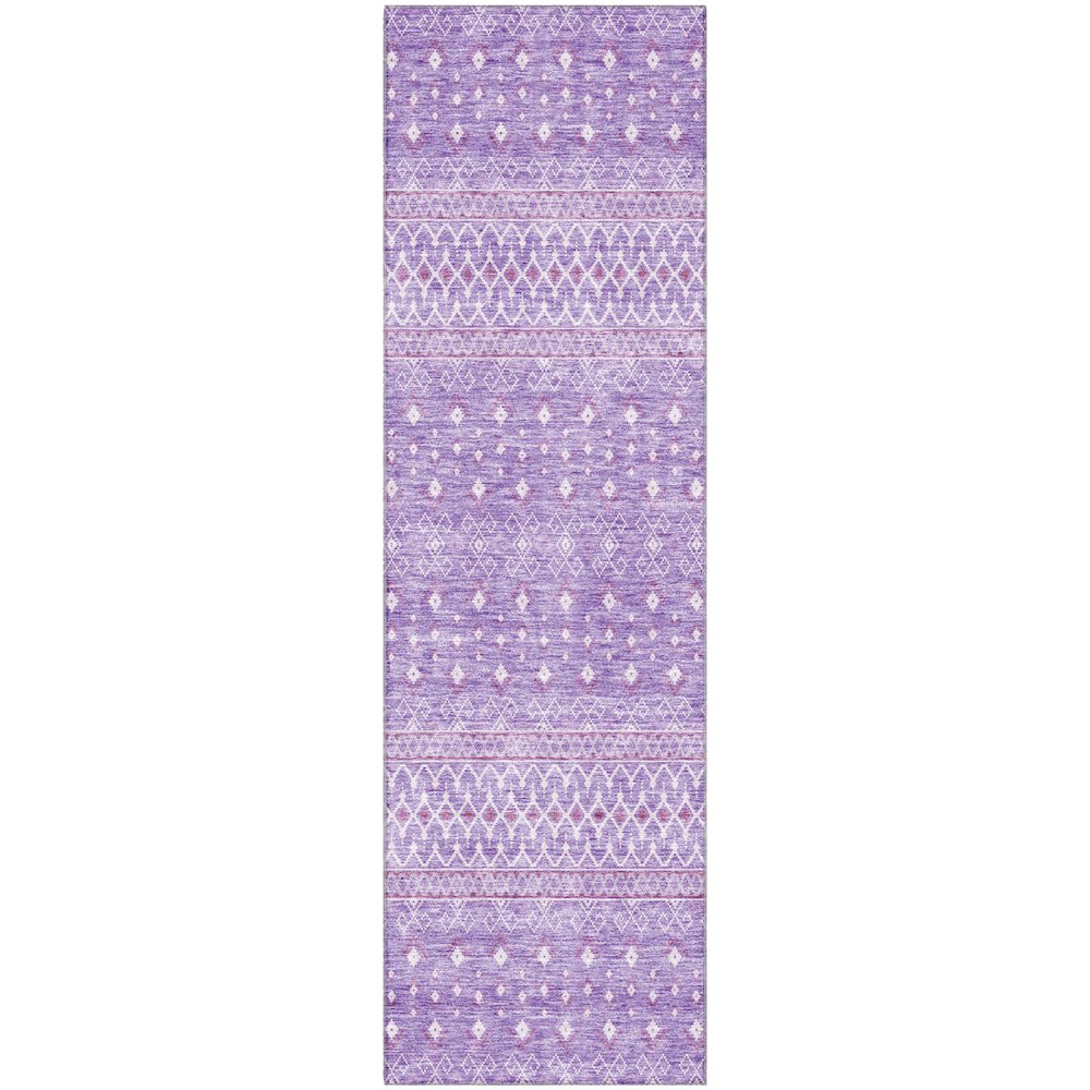 Premium Machine Washable Mayfield AMF709 Lavender 2'3" x 7'6" Runner Rug. Picture 1