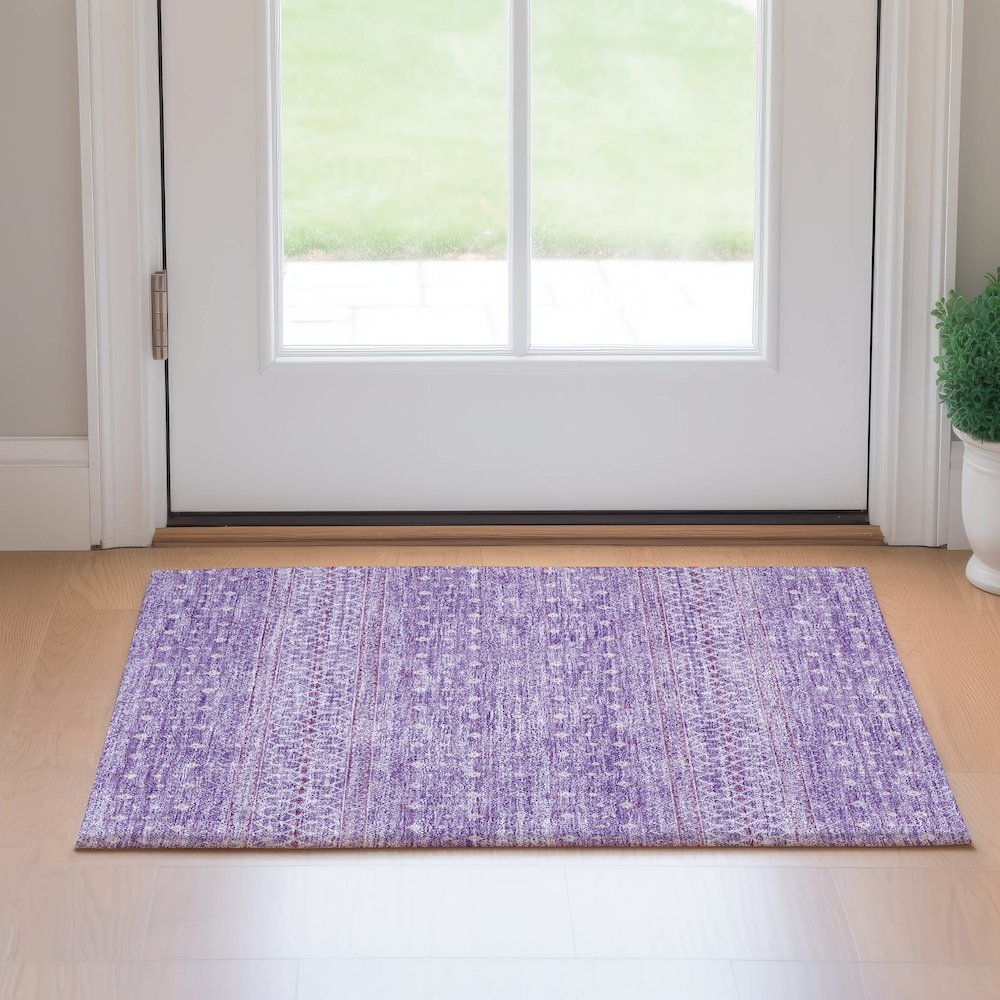 Premium Machine Washable Mayfield AMF709 Lavender 1'8" x 2'6" Rug. Picture 5