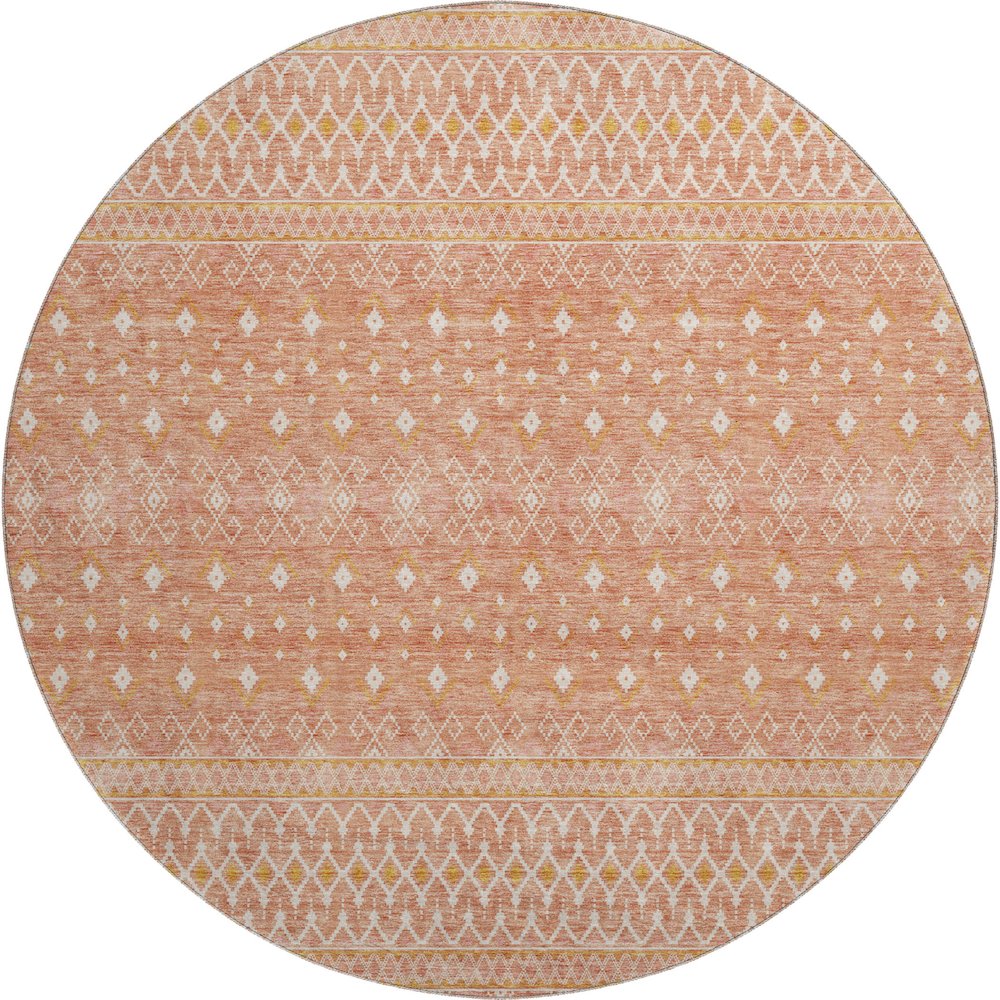 Premium Machine Washable Mayfield AMF709 Salmon 8' x 8' Round Rug. Picture 1