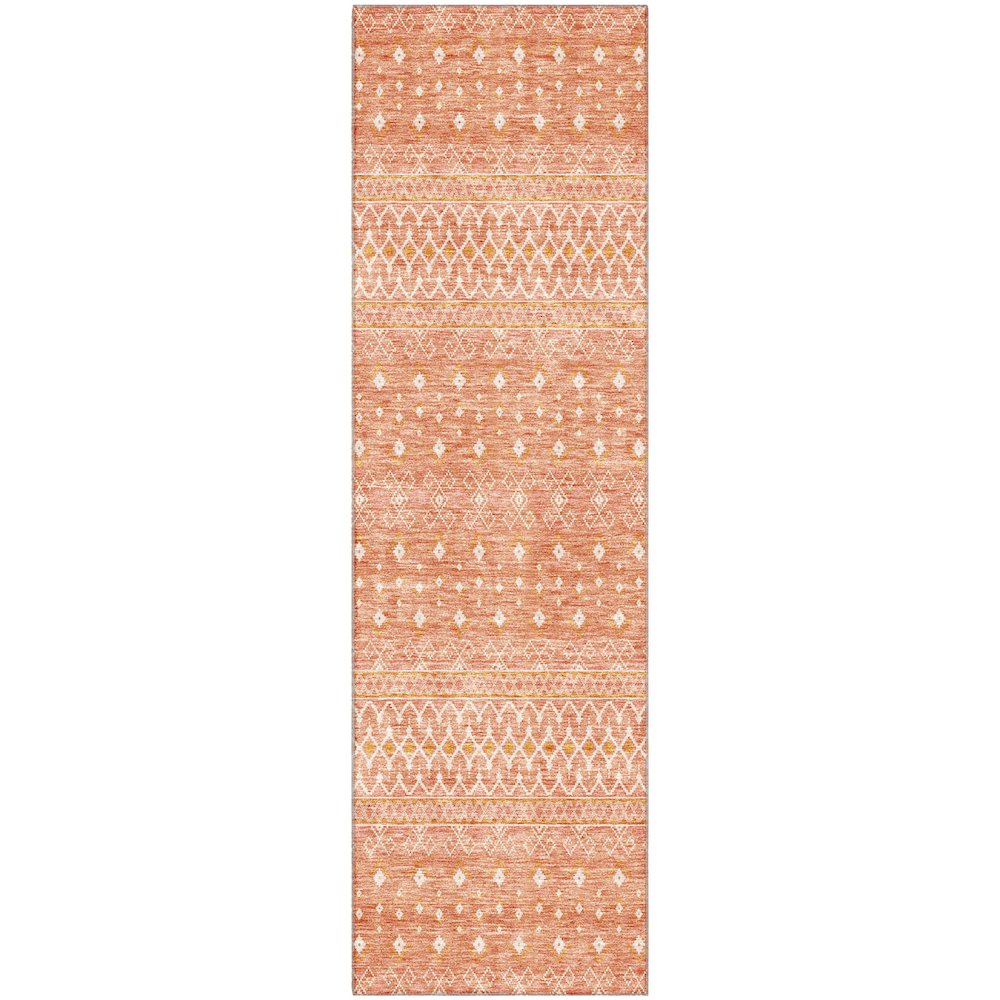 Premium Machine Washable Mayfield AMF709 Salmon 2'3" x 7'6" Runner Rug. Picture 1