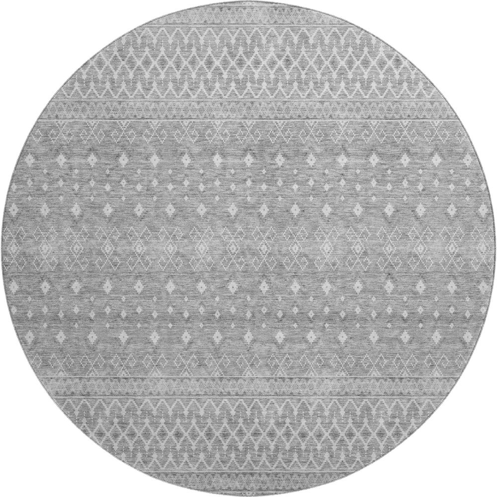 Premium Machine Washable Mayfield AMF709 Silver 8' x 8' Round Rug. Picture 1