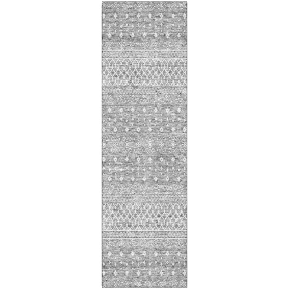 Premium Machine Washable Mayfield AMF709 Silver 2'3" x 7'6" Runner Rug. Picture 1