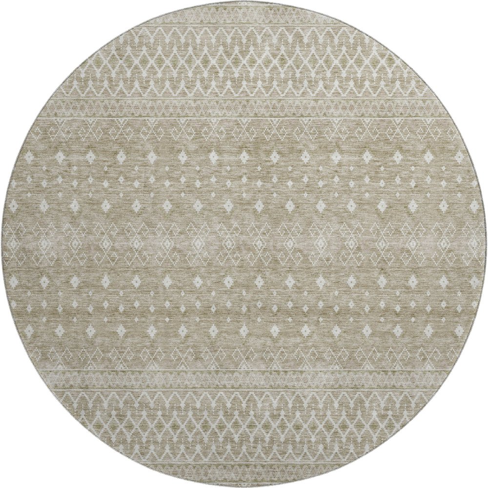 Premium Machine Washable Mayfield AMF709 Taupe 8' x 8' Round Rug. Picture 1
