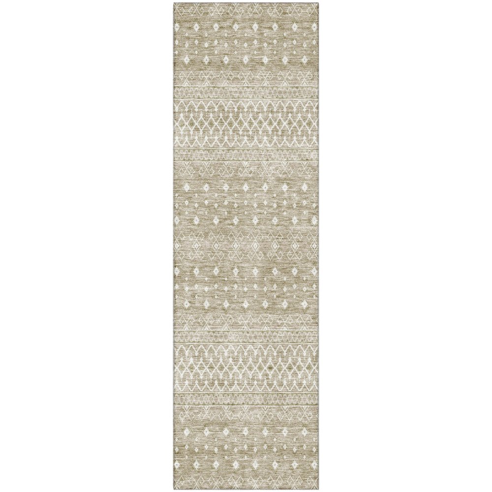 Premium Machine Washable Mayfield AMF709 Taupe 2'3" x 7'6" Runner Rug. Picture 1