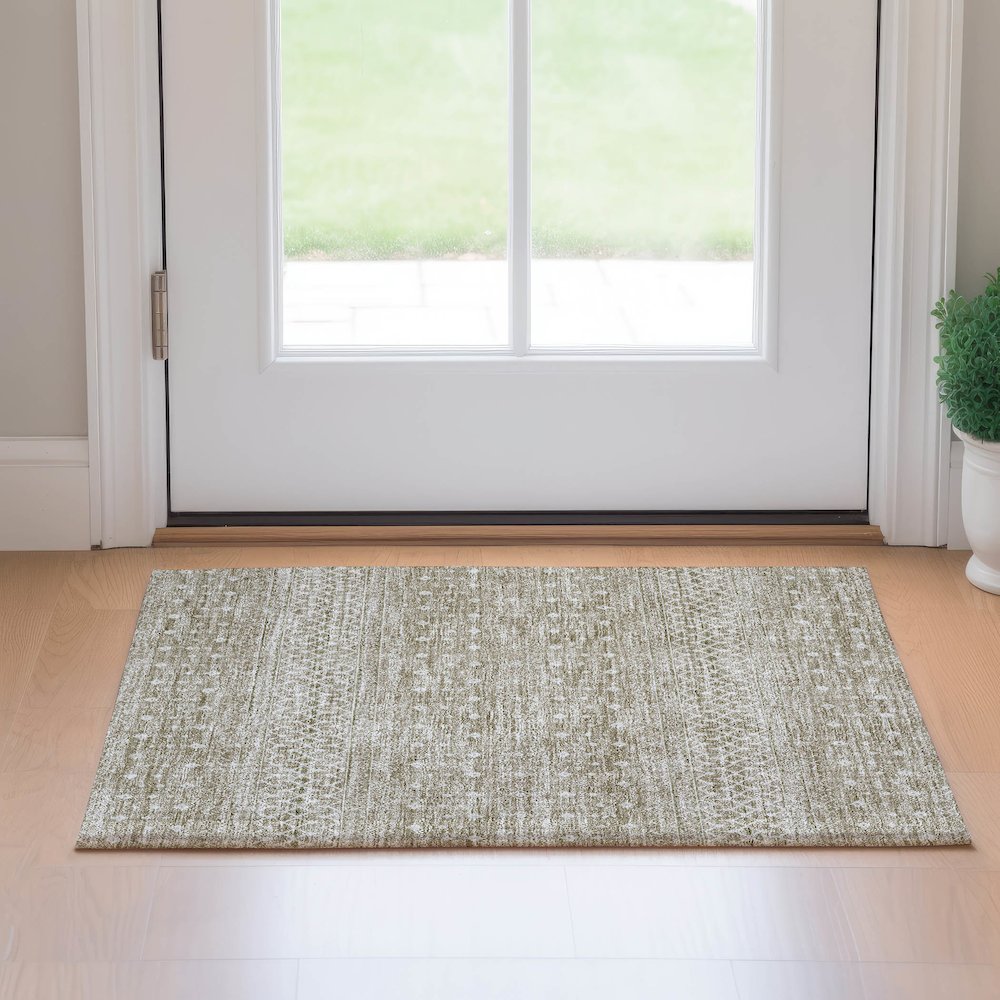 Premium Machine Washable Mayfield AMF709 Taupe 1'8" x 2'6" Rug. Picture 5