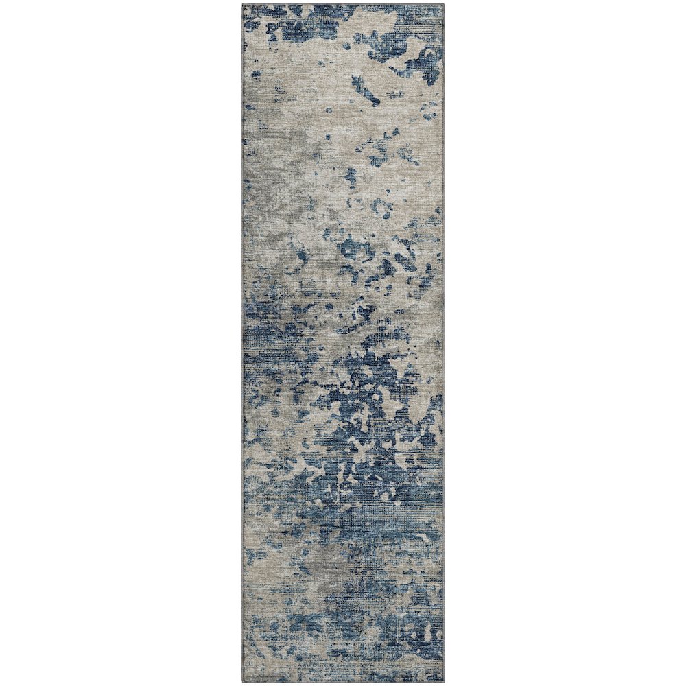 Premium Machine Washable Mayfield  Blue 2'3" x 7'6" Runner Rug. Picture 1