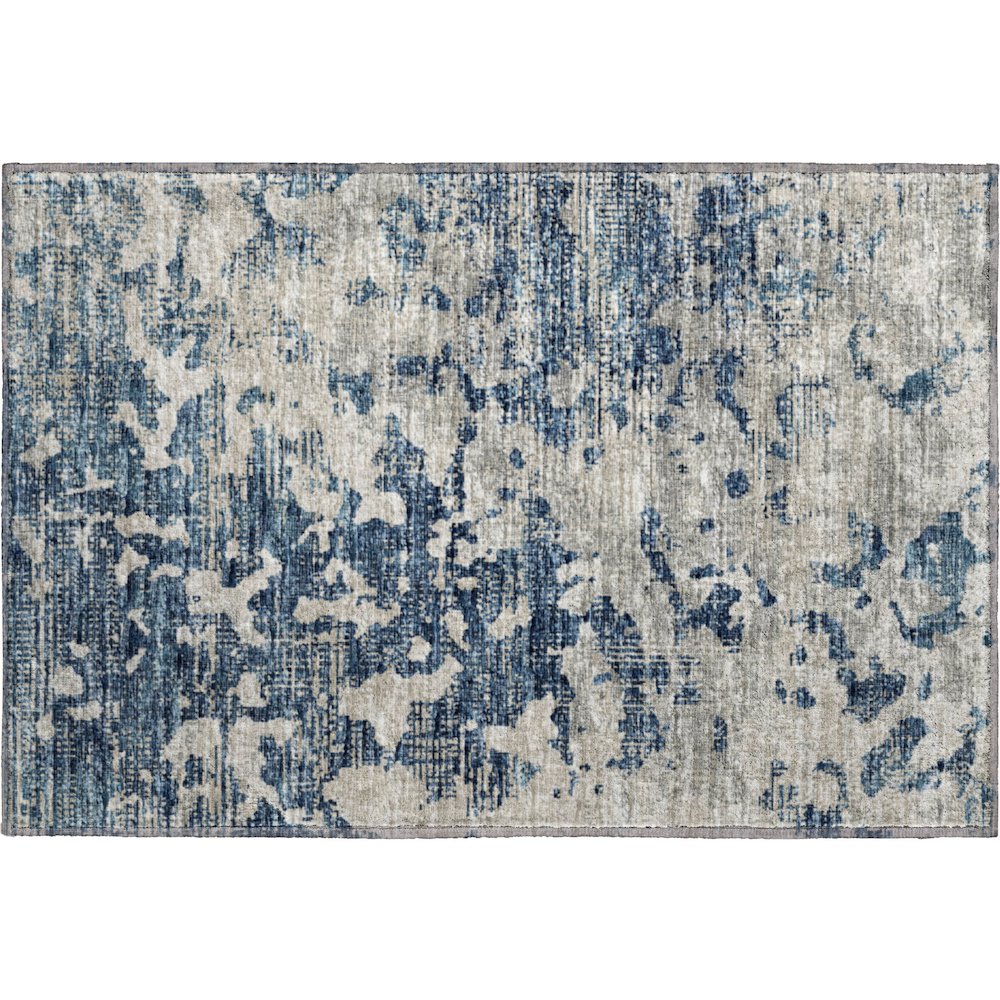 Premium Machine Washable Mayfield  Blue 1'8" x 2'6" Rug. Picture 1