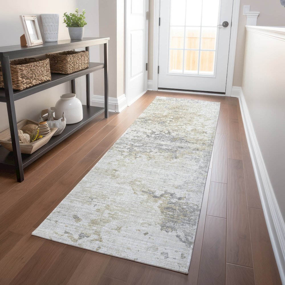 Premium Machine Washable Mayfield  Ivory 2'3" x 7'6" Runner Rug. Picture 5