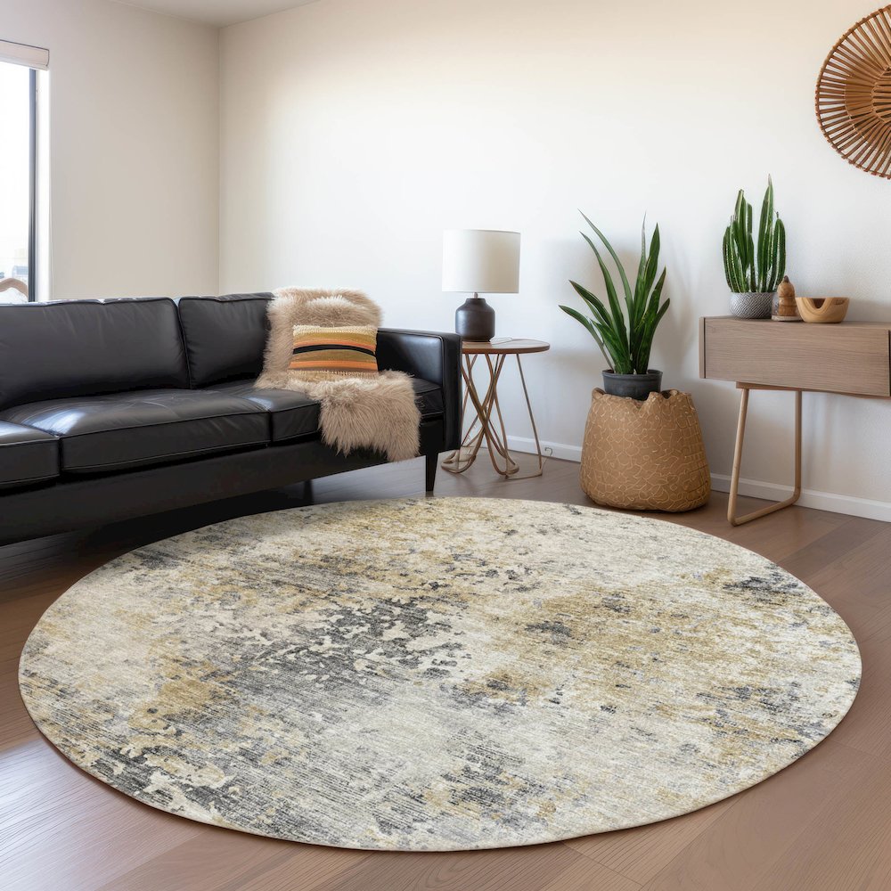Premium Machine Washable Mayfield  Moody 8' x 8' Round Rug. Picture 5