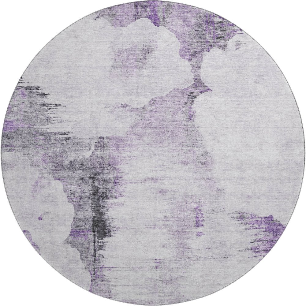 Premium Machine Washable Mayfield AMF710 Purple 8' x 8' Round Rug. Picture 1