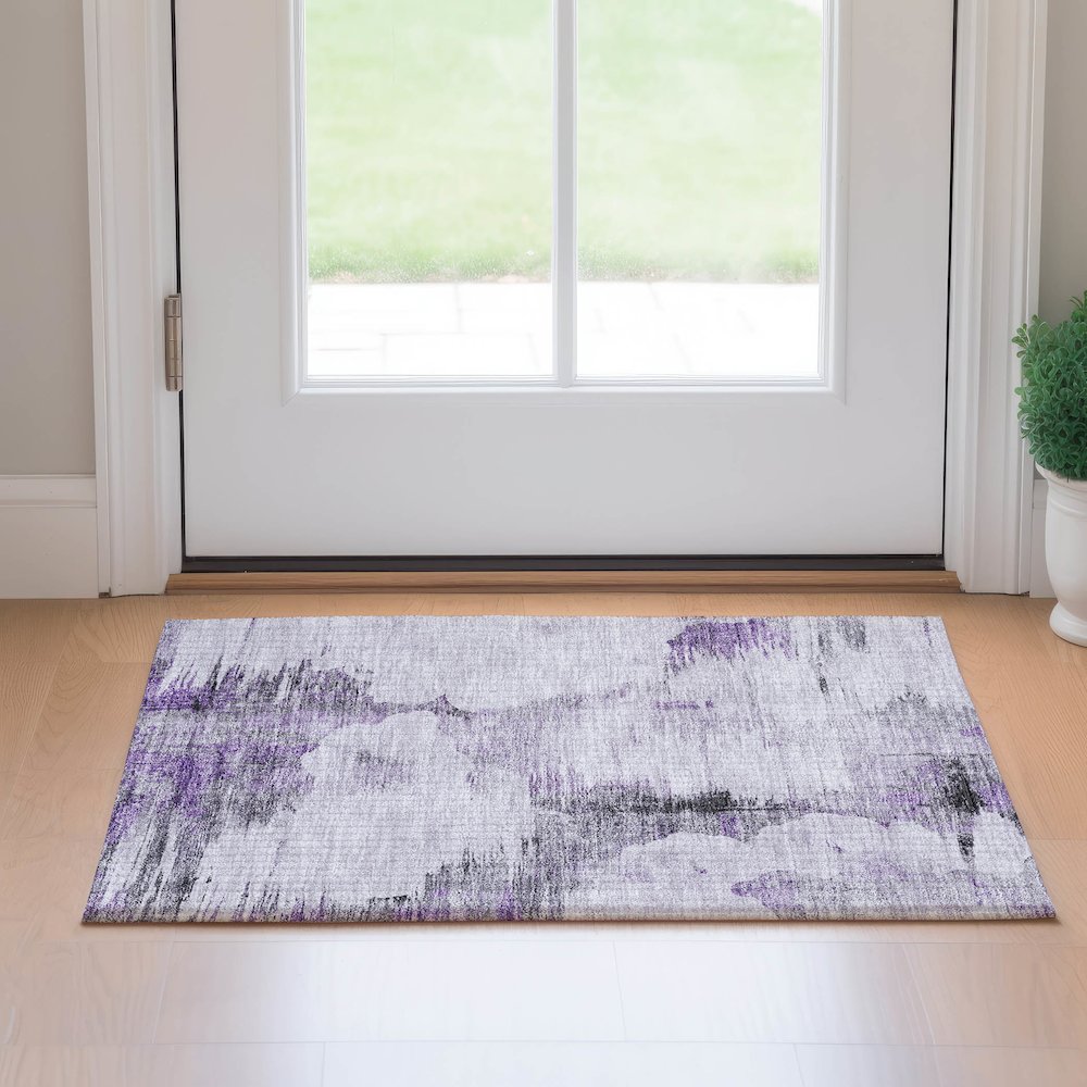 Premium Machine Washable Mayfield AMF710 Purple 1'8" x 2'6" Rug. Picture 5